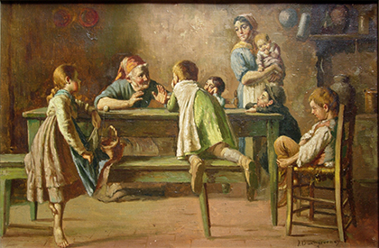 Family at Table painting