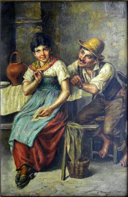 Man Flirting with Woman painting