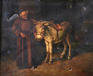 Monk with Donkey painting