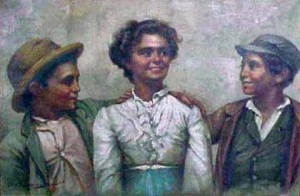 Woman with Two Boys painting